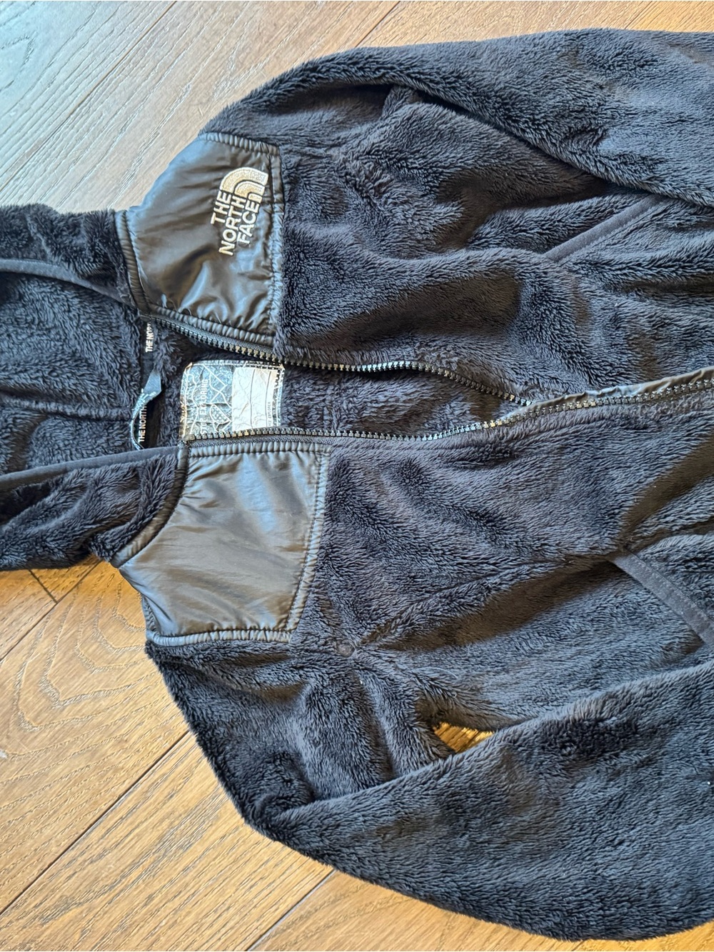 The North Face Kids Black Plush Fleece Jacket with Hood
